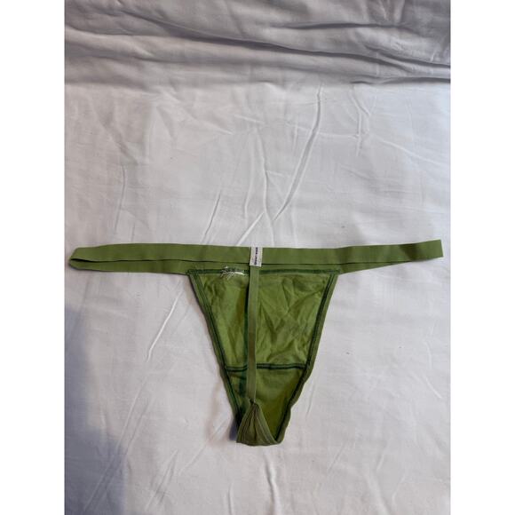 NWOT Gilly Hicks Sydney Vintage Cotton G-String Thong Panty Green Size S/M - Picture 3 of 4